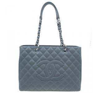 Pre Owned Chanel Grey Caviar Grand Shopper Tote