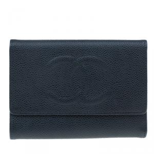 Pre Owned Chanel Black Caviar Leather CC Continental Wallet