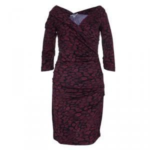 Pre Owned Diane Von Furstenberg Red Bentley Ruched Dress M