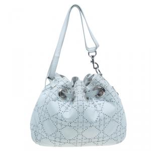 Pre Owned Dior White Cannage Leather Epaule Hobo