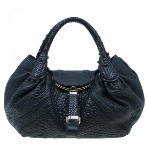 Pre Owned Fendi Black Nappa Leather Spy Bag