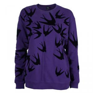 Pre Owned McQ By Alexander McQueen Purple Swallow Sweater M