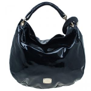 Pre Owned Jimmy Choo Black Patent Leather Large Sky Bangle Hobo