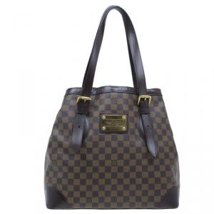 Pre Owned Louis Vuitton Damier Ebene Canvas Hampstead MM Tote