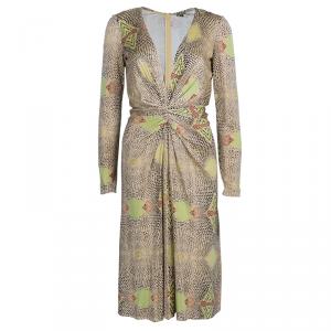 Pre Owned Issa Beige Geometric Silk Jersey Dress M