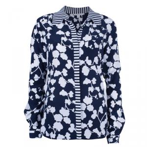 Pre Owned Diane Von Furstenberg Lorelei Orchid Print Silk Shirt L