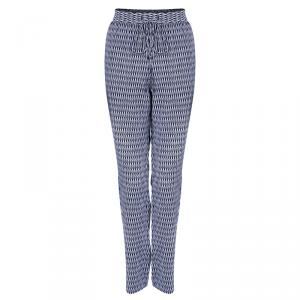 Pre Owned Diane Von Furstenberg Benett Two Print Monochrome Printed Silk Pants L