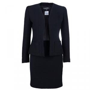 Pre Owned Chanel Black Light Bouclé Skirt Suit M