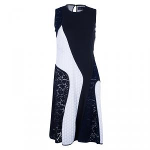 Pre Owned Derek Lam Mixed Lace And Jersey Crepe Paneled Dress M