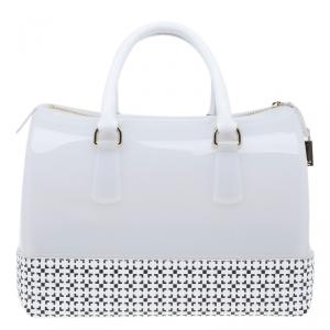 Pre Owned Furla White Rubber Candy Satchel
