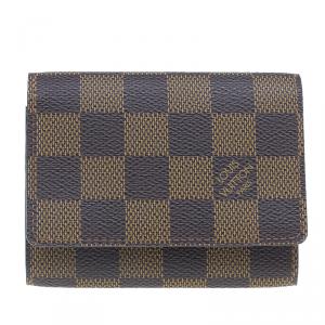 Pre Owned Louis Vuitton Damier Ebene Canvas Business Card Holder