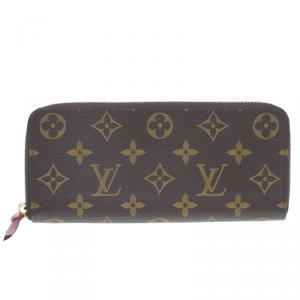 Pre Owned Louis Vuitton Fuschia Monogram Canvas Clémence Wallet