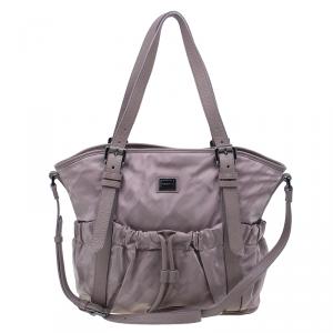 Pre Owned Burberry Rose Gold Nylon Super Nova Check Drawstring Tote