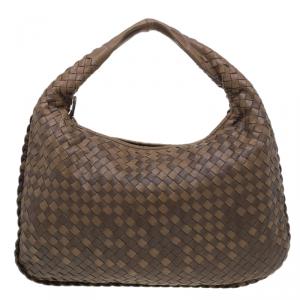 Pre Owned Bottega Veneta Brown Intrecciato Medium Hobo