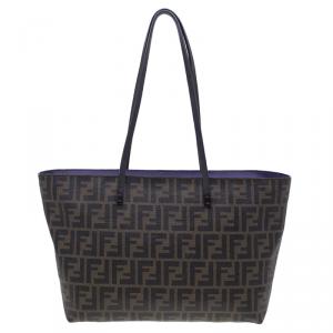 Pre Owned Fendi Brown Zucca Coated Canvas Spalmati Roll Shopper Tote