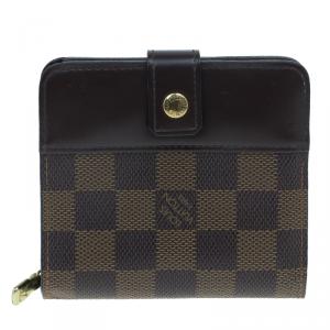 Pre Owned Louis Vuitton Damier Ebene Compact Zippy Wallet