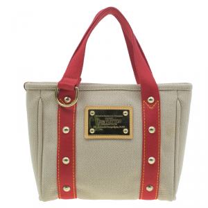 Pre Owned Louis Vuitton Beige Antigua Canvas Cabas PM Tote