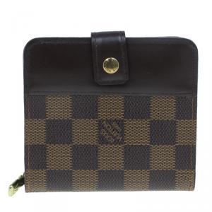 Pre Owned Louis Vuitton Damier Ebene Canvas Compact Zippy Wallet