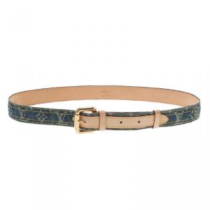 Pre Owned Louis Vuitton Blue Monogram Denim Belt 100CM