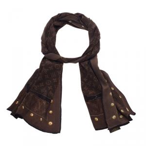 Pre Owned Louis Vuitton Brown Monogram Silk Stole