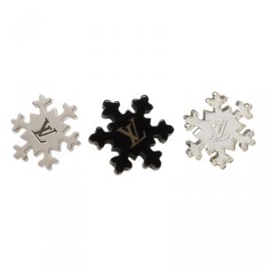 Pre Owned Louis Vuitton Snow Flake Sterling Silver Multi Color Pin set