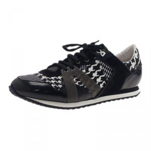 Pre Owned McQ by Alexander McQueen Houndstooth Canvas and Leather Sneakers Size 40