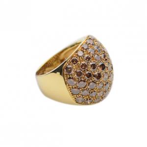 Pre Owned Damiani Brown Diamonds and Yellow Gold Pave Setting Band Ring Size 54.5