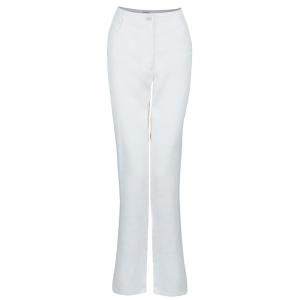 Pre Owned Chanel White Linen Pants L