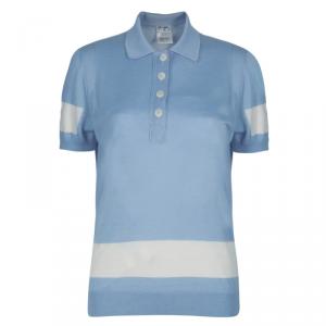 Pre Owned Chanel Light Blue Polo Shirt