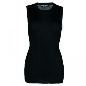 Pre Owned Dolce And Gabbana Black Sleeveless Top M