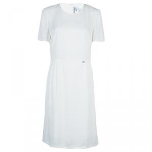 Pre Owned Chanel White Short Sleeve Dress L