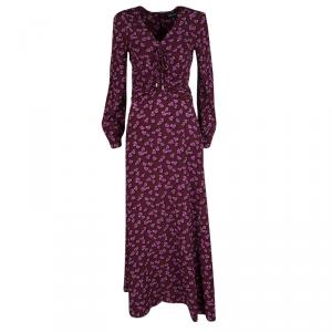 Gucci Resort'14 Multicolor Heart Printed Silk Gathered Maxi Dress S