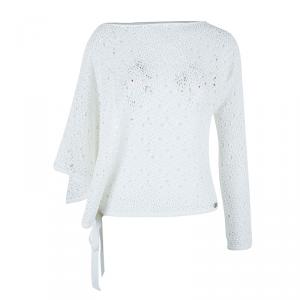 Chanel White Eyelet Knit Top M