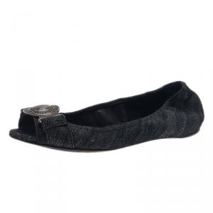 Pre Owned Burberry Grainy Denim Ballet Flats Size 37