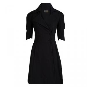 Fendi Black Cotton Double Breasted Dress Coat S