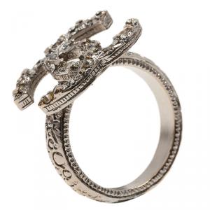 Pre Owned Chanel CC Silver Tone Ring Size 52.5