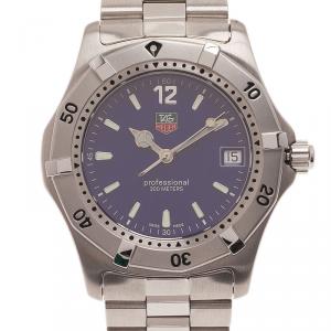 Pre Owned Tag Heuer Navy Blue Stainless Steel Professional Sports 200M Unisex Wristwatch 36MM