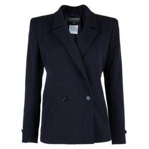 Pre Owned Chanel Navy Blue Tailored Blazer M
