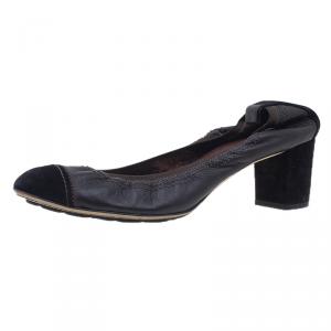 Pre Owned Chanel Black Leather Elastic Pumps Size 40.5 