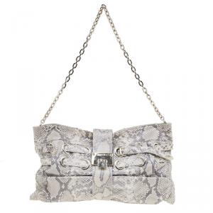 Pre Owned Jimmy Choo Grey Python Riki Shoulder Bag