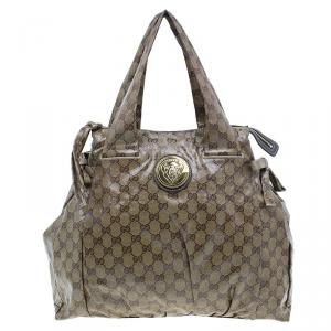 Pre Owned Gucci Brown GG Crystal Hysteria Medium Hobo