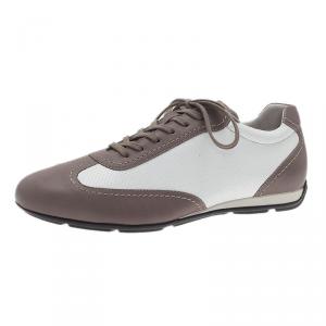Pre Owned Giorgio Armani Two-Tone Leather Sneakers Size 42