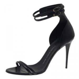 Pre Owned Giuseppe Zanotti Black Leather Ankle Strap Sandals Size 40