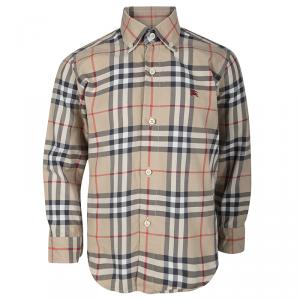 Burberry Beige Novacheck Long Sleeve Button Front Cotton Shirt 6 Yrs