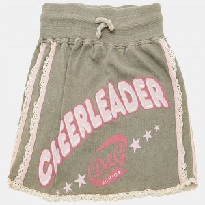 مملوكة مسبقًا D&G Junior Grey Logo Print Cotton Lace Detail Skirt 6Y