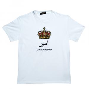 Dolce & Gabbana White Print Cotton DG Crown T Shirt 10 Yrs