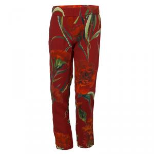 Dolce and Gabbana Red Floral Print Leggings 6 Yrs