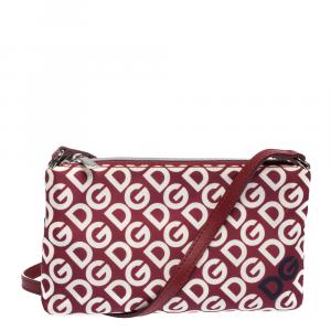 Dolce & Gabbana Burgundy DG Mania Print Nylon Clutch Bag