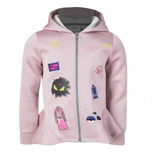 Fendi Pink Embroidered Ruffle Detail Hooded Zip Front Jacket 4 Yrs