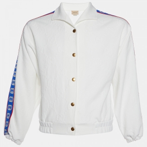 Gucci White GG Textured Jersey Logo Tape Detail Jacket 12 Yrs